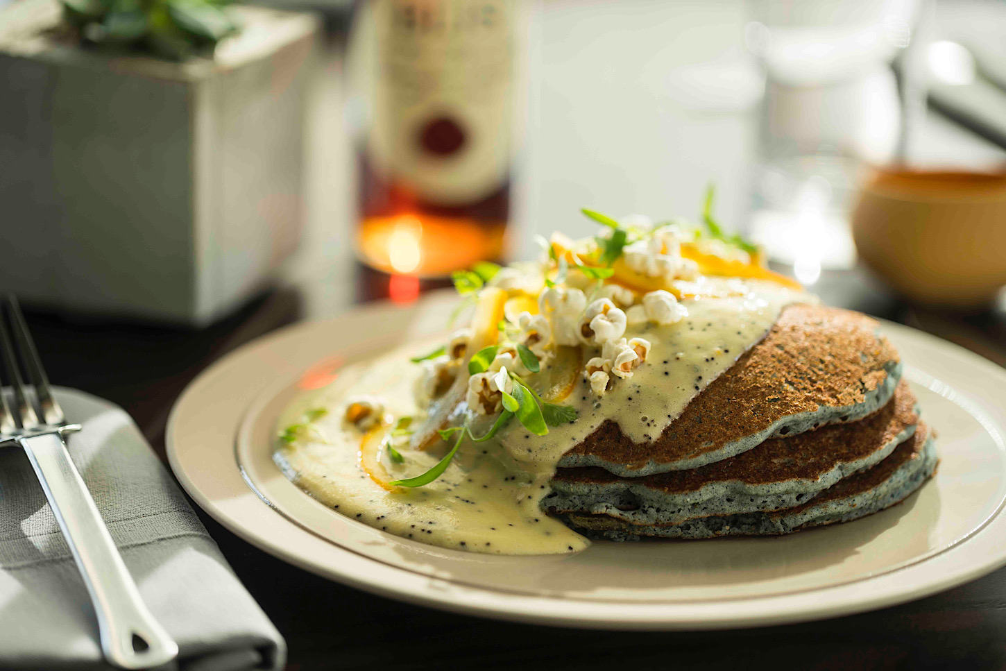 Blue Corn Pancakes - Restaurant Weft and Warp