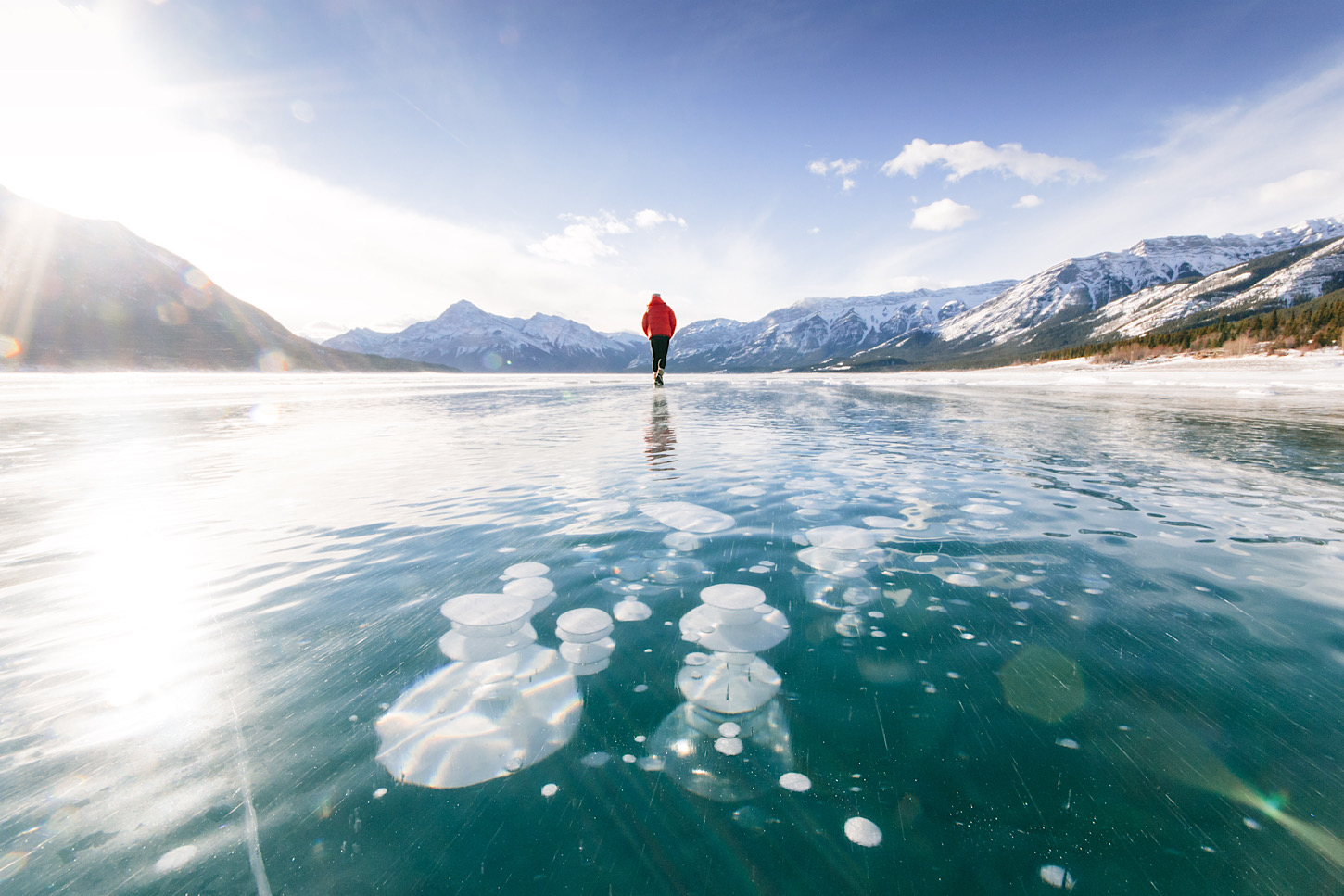 Eisblasen im Abraham Lake